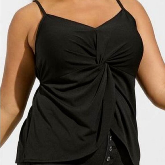 NWT Torrid Studio Crepe Jersey V Neck Twist Tank Black Sz 2x Office Work Classy - Picture 1 of 7